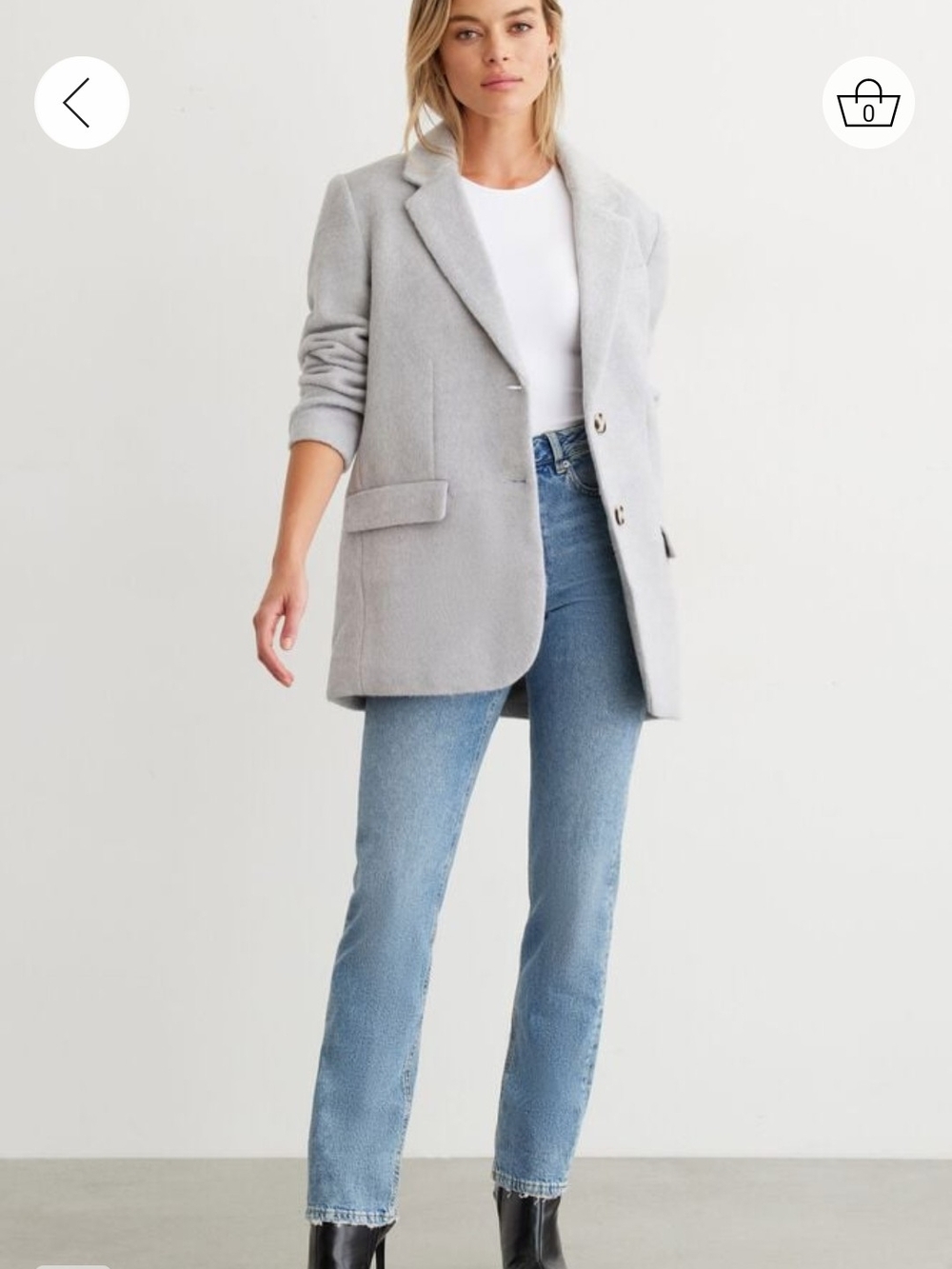 Dynamite Light Gray Wool-Blend Blazer